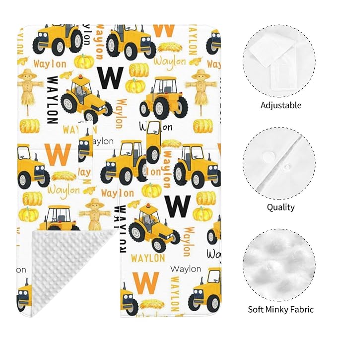 Personalized Tractor Baby Car Seat Cover for Boys, Custom Strollers Carseat Canopy with Name, Nursing Covers for Breastfeeding, Tractor Car Seat Canopies for Newborn Infant, New Mom Gifts