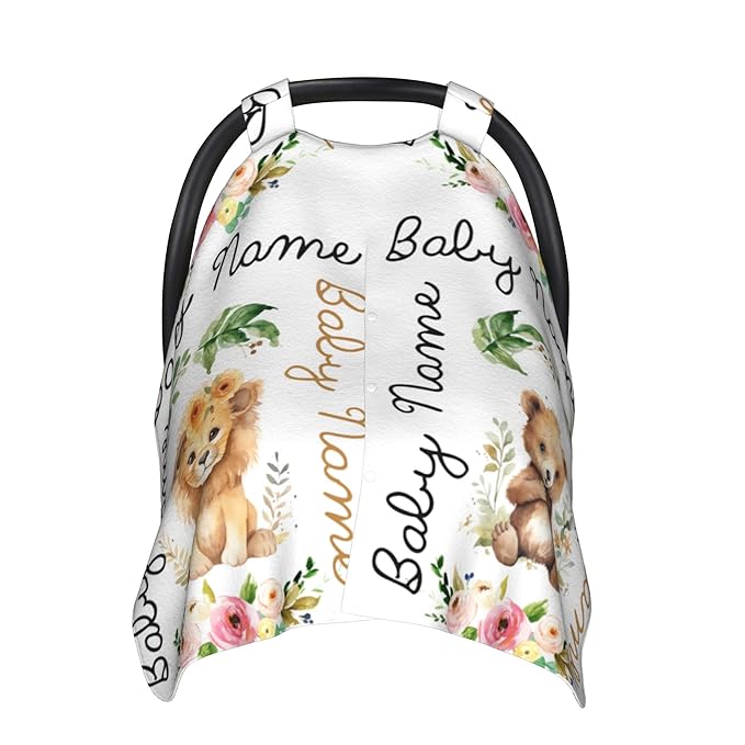 Winter Carseat Cover for Baby Personalized Woodland Baby Car Seat Cover with Name Custom Minky Car Seat Canopy Boys Girls Infant Carrier Covers Nursing Cover Toddler Blanket