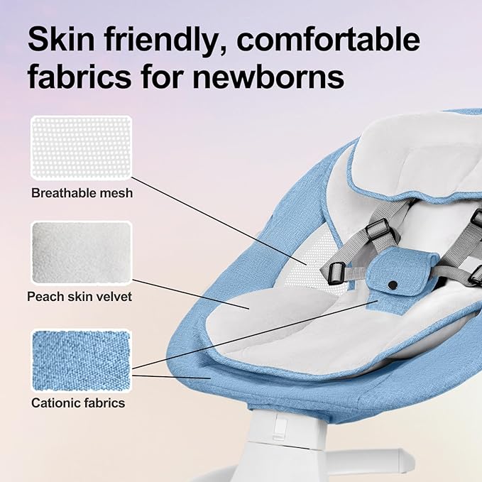 Baby Swing 3 in 1 Multifunctional Infant Rocker, Portable with Remote Control, 5-Point Seat Belt, 5 Auto Rocking, 3 Speed Timer, Electric with Music (0-12 Months) (Blue)
