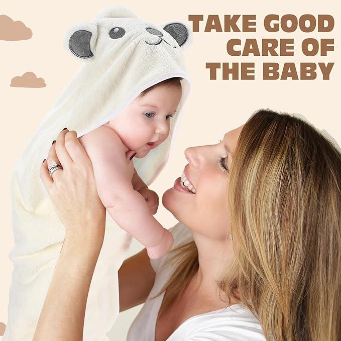 SmoothNovelty 6 Pack Baby Hooded Towels Infants and Toddlers Coral Fleece Baby Bath Towels 31.5 x 31.5 Inch Absorbent Cute Soft Newborn Bath Essentials Gifts for Boys & Girls(Multicolor,Classic)