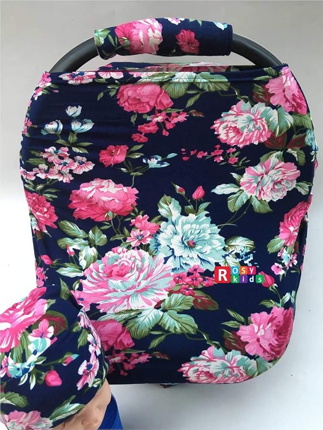 9pc Ultimate Set of Infant Car Seat Cover Canopy Headrest Blanket Hat Nursing Scarf, 25JE05