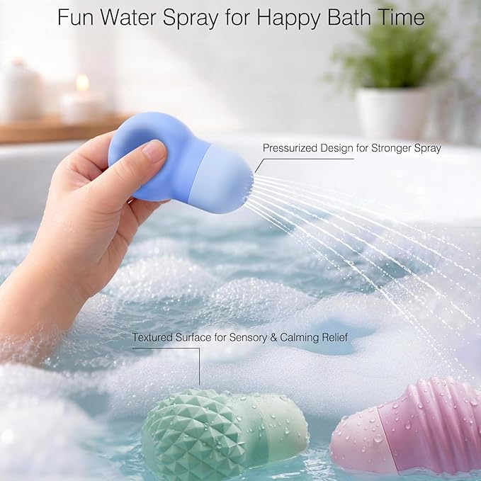 Sensory Squeezing Water Bath Toys for Toddlers,3PCS Bath Tub Pool Floating Toys for Babies Kids 1-3，Textured Fidget Toys Stocking Stuffers Gifts for Boy Girl Ages 1+