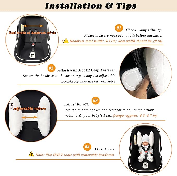 Inchant Adjustable Toddler Headrest & Neck Support, Banana Shape Travel Pillow,Best Headrest for Car Seat,Pushchair, White