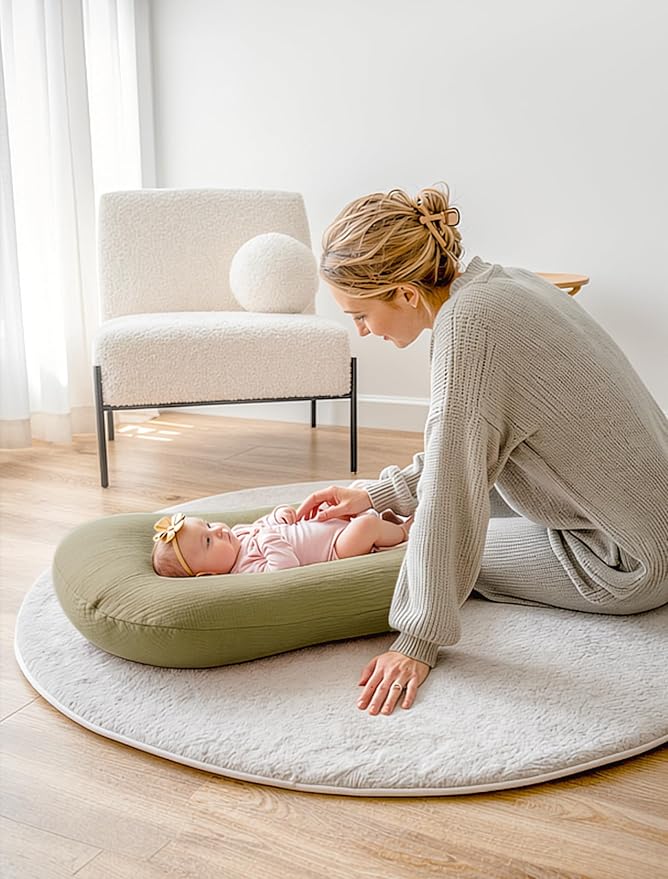 Termichy Baby Lounger Cover Muslin: Soft Cotton Slipcover for Snuggle Me Lounger - Removable & Machine Washable for Daily Use - Zipper-Free & Skin-Friendly for Newborn Girls and Boys