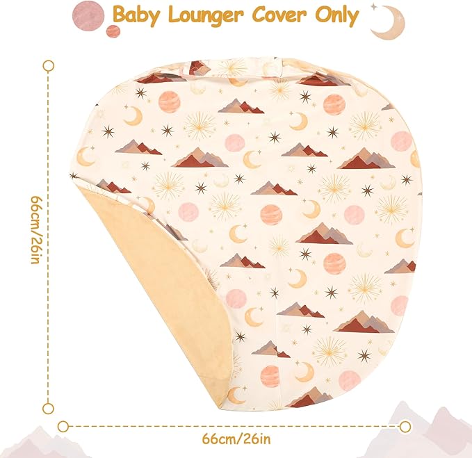 Newborn Lounger Cover, Baby Lounger Cover for Girls Boys, Soft Removable Slipcover Fits Newborn Lounger, Moon (Cover Only)
