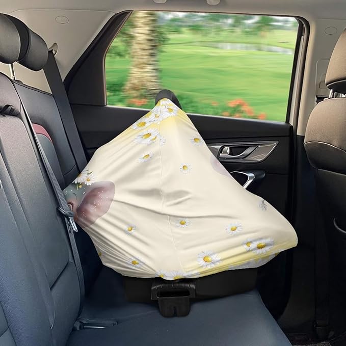 AFPANQZ Elephant Baby Car Seat Covers Cozy for Girls Boys Multifunctional Infant Car Seat Canopy Nursing Cover High Chair Cover Full Coverage Breathable Stretchy Lightweight