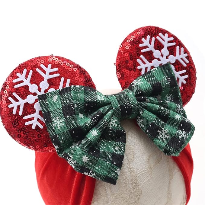 JIAHANG Baby Girl Mouse Ears Turban Headband, Velvet Hair Bow Headwrap, Wide Hairband for Newborn Infant Toddler, Fashion Headwear Party Supplies
