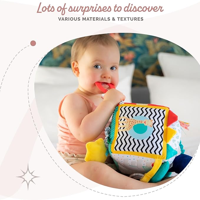 Sophie la girafe Maxi Sensory Cube | Soft, Fun & Easy to Grasp | 9 Activities to Awaken Baby's Senses