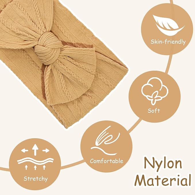 15PCS Baby Headbands Soft Stretchy Nylon Hairbands with Bows Girls Hair Accessories for Newborn Infant Toddler Kids Handmade