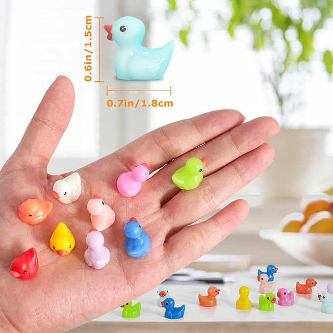 Arcimatto 240 Pack Mini Ducks Tiny Resin Duck Bulk, Decor Duck Figures for Miniature Dollhouse Decor Garden Aquarium Potted Ornament, DIY Charm Crafts Hide and Seek Prank Party Favor Toys Gag Gifts