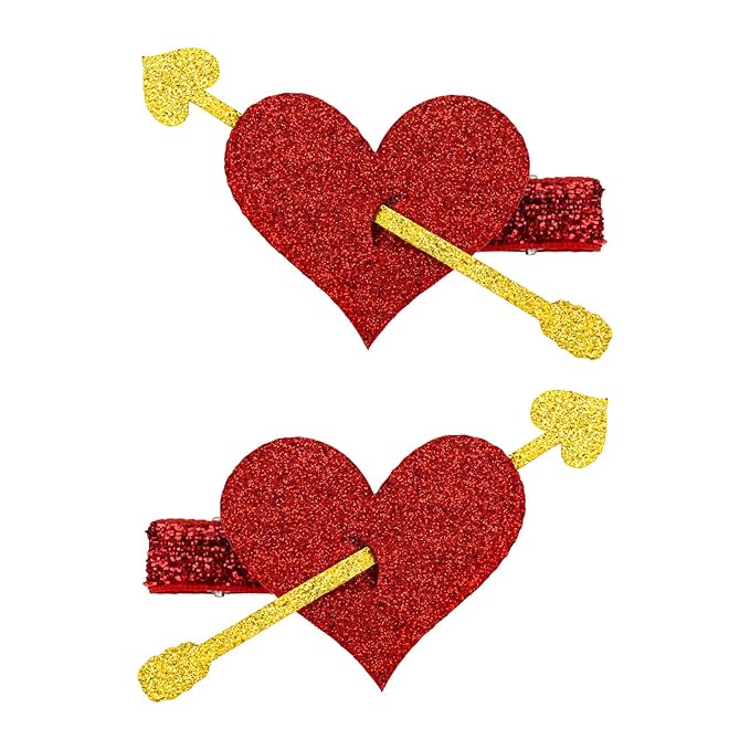 YanJie 2pcs Valentines Day Hair Clips for Girls Glitter Heart Clip Cupid Accessories Red Hair Accessories for Women Cute Hairpin Girl Valentine Gifts