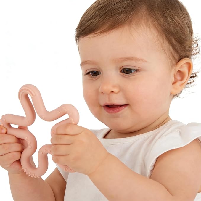 Fu Store 3 Pack Coral Flower Ring Teether Baby Teething Toys Silicone Teether Ring Toys for Babies 0-6 0-12 0-24 0-36 Months Easy to Grasp Clean Infant Teething Relief Soothing Sore Gums