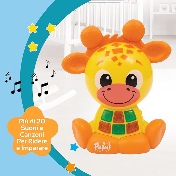 Musical Giraffe, Interactive Game in Italian with Lights, +20 Sounds and Educational Songs, Tactile Ears and Adjustable Volume