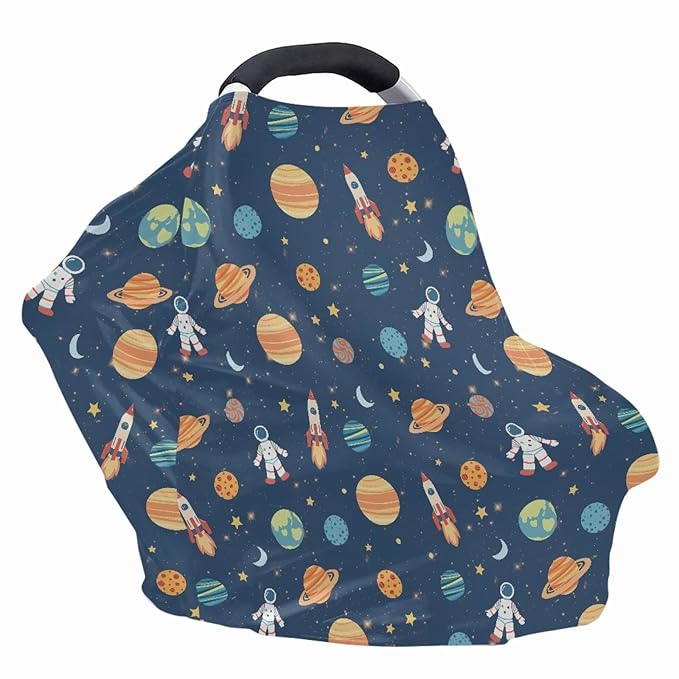 GIFTPUZZ Galaxy Car Seat Covers Nursing Cover Carseat Canopy for Babies Privacy Protection, Multi- Use Breastfeeding Covers, Nursing Scarf Baby, Infant Car Canopy for Spring Autumn