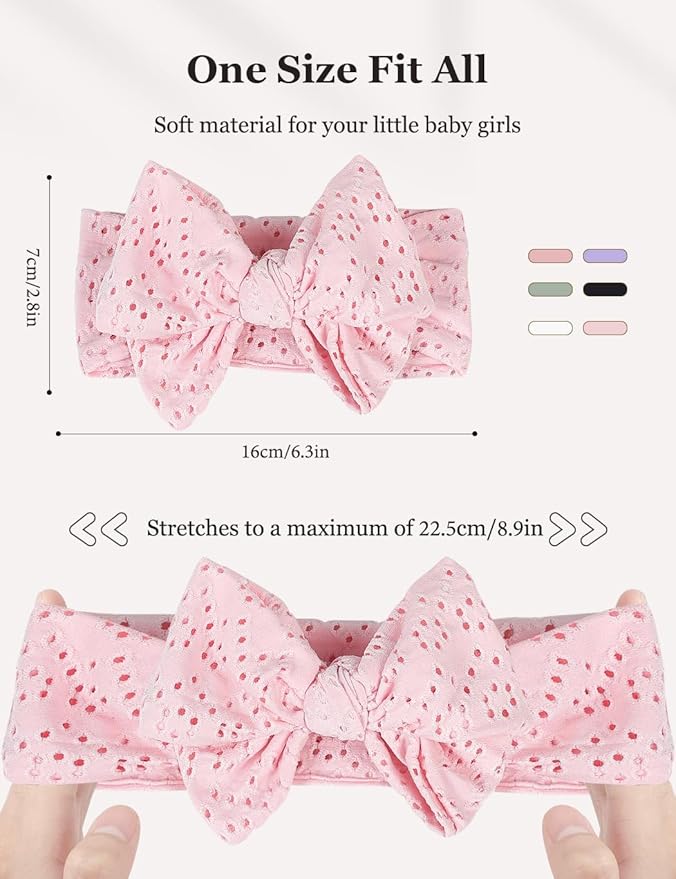 Stretchy Baby Girl Headbands Bows, Infant Headband Bows for Baby Bonnet Newborn Head Wraps Toddler Unisex (03H-17)