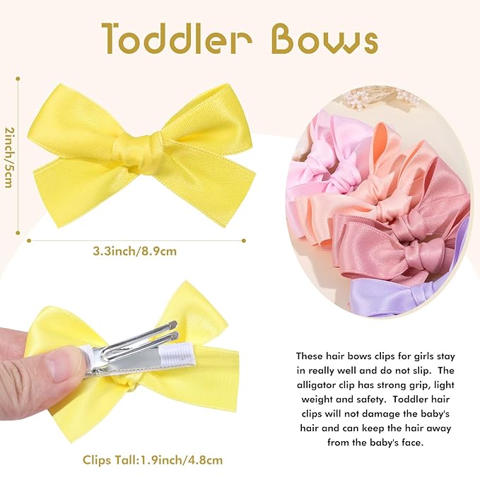 Oaoleer Baby Hair Clips, 40PCS Satin Hair Bows for Girls Toddler Babies Kids Baby, Non Slip Tiny Hair Accessories for Infants Toddlers Kids Children Little Girls (Hair Bows-Satin)