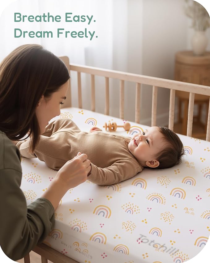 Crib Sheets 2 Pack, Fitted Crib Sheet for Standard Crib Mattress 28x52x9, Ultra Soft Jersey Knit, Breathable Stretchy Deep Pocket, Snug Fit Stays Put, Baby Crib Mattress Sheet
