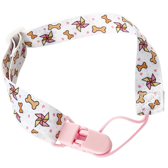 Cute Adult Pacifier Clips: Pacifier Holder Clip with Convenient Hook Loop - Bad Rock Bunny & Rabbit Windmill Puppy - 17 Inch Long 3 Pack Set