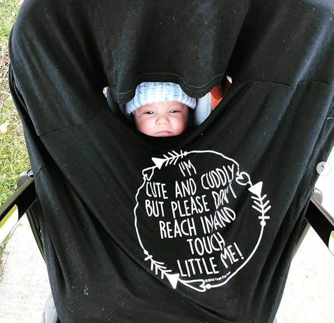 Car Seat 5 in 1 Cover - I'm Cute & Cuddly But Please Don't Touch Little Me (Black)