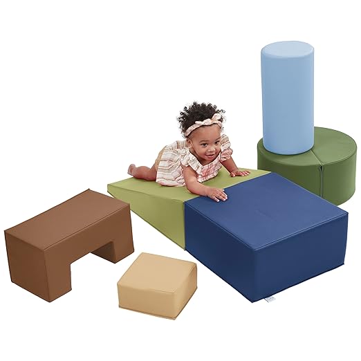 ECR4Kids SoftZone Crawl and Climb Playtime Playset, Building Blocks, Earthtone, 6-Piece