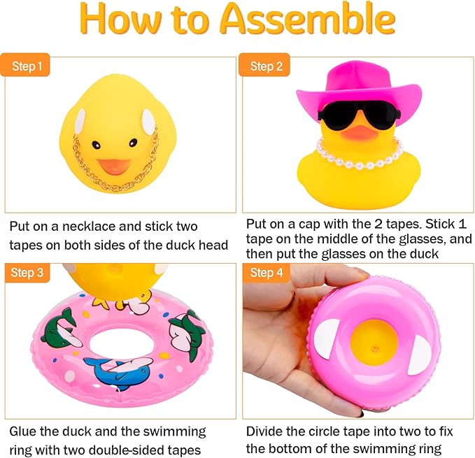 wonuu Car Rubber Duck, Yellow Duck Decoration Dashboard with Sun Hat Swim Ring Necklace Sunglasses for Car Dashboard Decorations