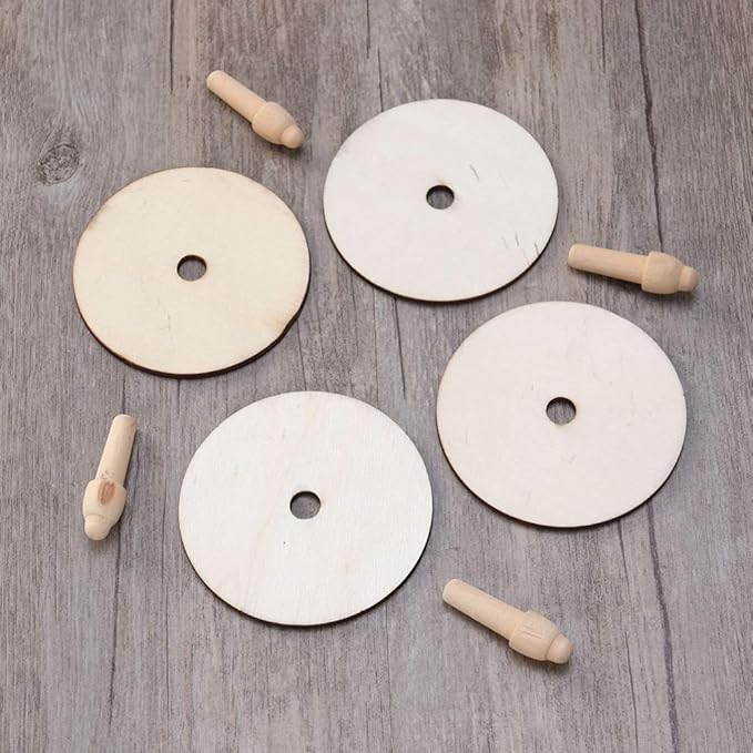 balacoo 20Pcs Wooden Spinning Tops for Kids DIY Gyroscope Toy Set with Paintable Unfinished Tops 2.75 Inch Creative Craft for Hand-Eye Coordination and Motor Skill Development