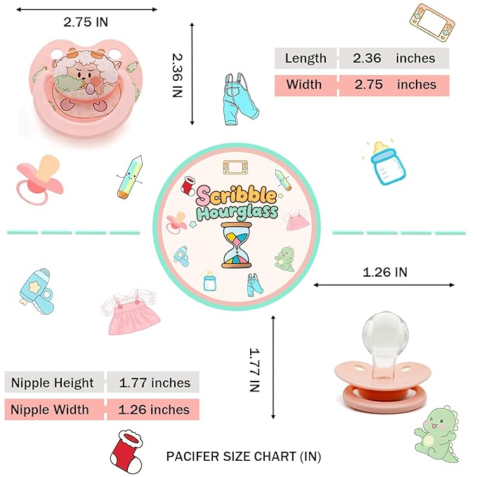 Cute Adult Size Pacifier: Big Shield Paci for Anxiety with Paci Clips - Soft Silicone Large Nipple for Sleep