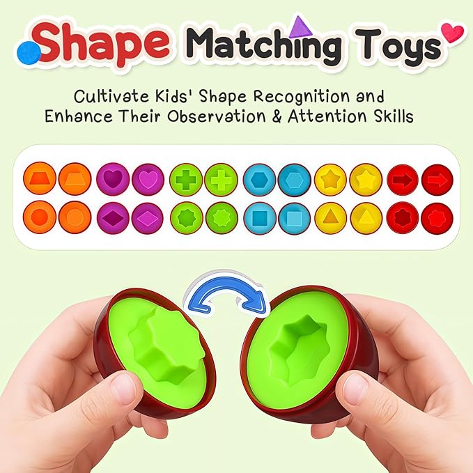 Apple Toys,Montessori Geometric Shape Sorter Toys for Toddlers 1-3,Early Educational Learning Color Sorting & Fine Motor Matching Games,Easter Basket Stuffers Gifts for Preschool Boys Girls