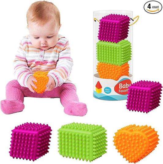 Sensory Balls Baby Teething Toys 6-12 Months, Soft Spiky Textured Multi Ball Set for Boys & Girls 1-3, BPA Free Montessori Tactile Development, 3 Pcs