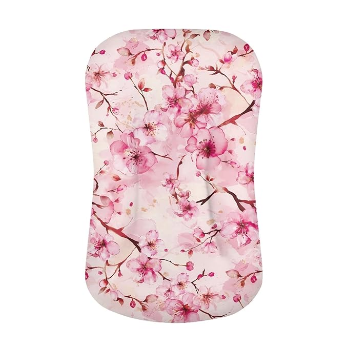 Cherry Blooms Baby Lounger Cover for Girls Pink Newborn Lounger Cover Removable Nest Slipcover Soft Comfortable 31.5'' x 21.3'' Snuggle Me Covers