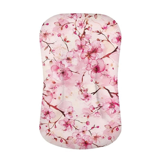 Cherry Blooms Baby Lounger Cover for Girls Pink Newborn Lounger Cover Removable Nest Slipcover Soft Comfortable 31.5'' x 21.3'' Snuggle Me Covers