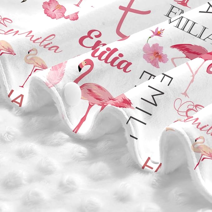 Personalized Car Seat Covers for Babies Custom Name Car Seat Canopy for Newborn Baby Boys Girls 2 in 1 Mom Nursing Breastfeeding Covers Flamingo Minky Baby Carrier Covers with Peekaboo Opening