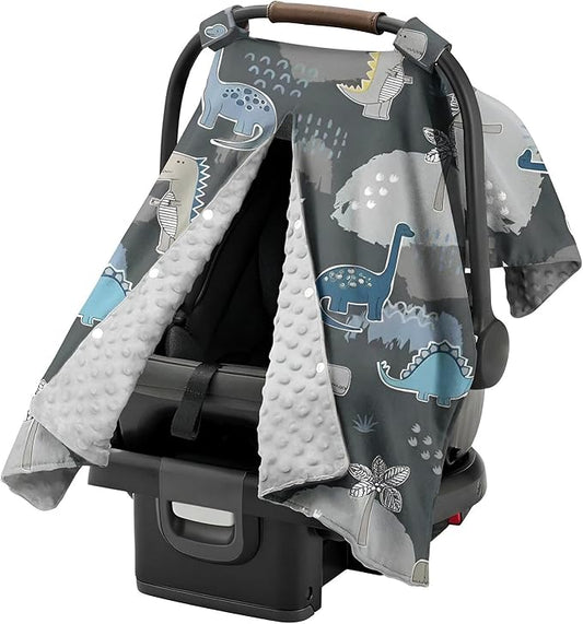 Carseat Covers Baby Boy, Car Seat Cover Baby, Dinosaur Minky Infant Car Seat Covers, Washable Breathable Stroller Cover Nursing Cover, Newborn Shower Gift, 30" x 40"