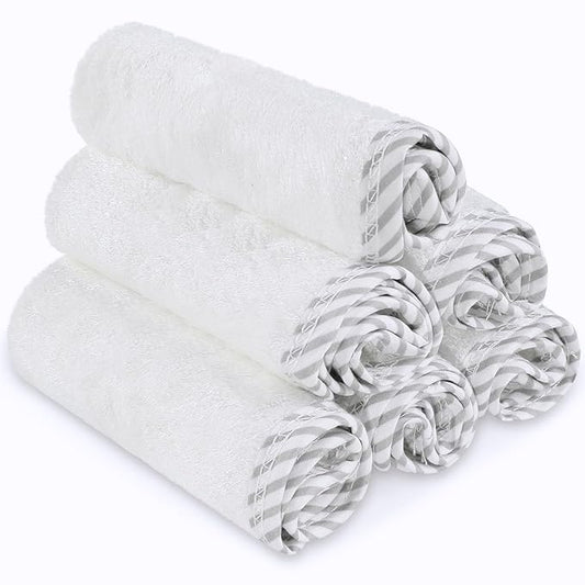 San Francisco Baby Bamboo Rayon Washcloths for Newborn - Soft, Absorbent, 6-Piece, White