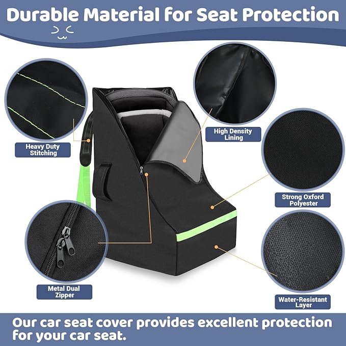 Sublaga Car Seat Bags For Airplane Travel, 600D Thickening Oxford Cloth Durable Car Seat Travel Bag For Air Travel Carseat Cover with Shoulder Straps and 2pcs Luggage Tags For Airplane