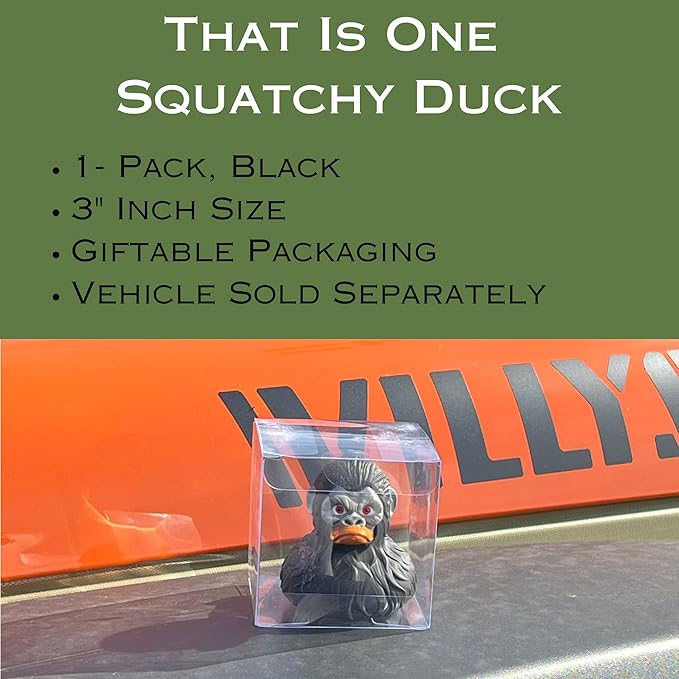 Bigfoot Rubber Ducks for Jeeps - Funny Jeep Ducks for Ducking - Ford Bronco Accessories for Squatching - Bigfoot Gifts for Men Women - Sasquatch Bath Toys for Kids - 3 Inch Size (Black, 1)