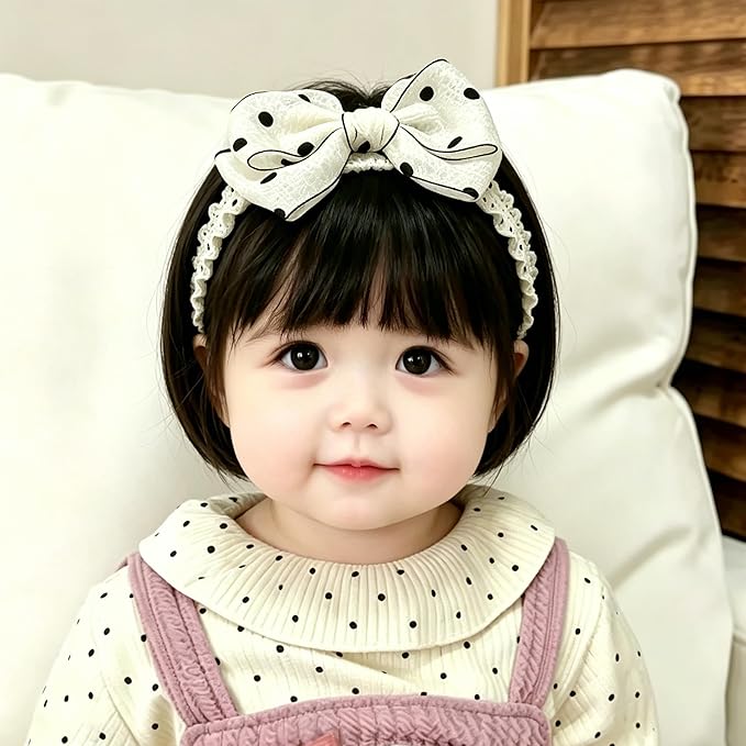 Handmade Baby Girl Headbands in Beige Baby Bows and Floral Lace Headband Bows for Newborns and Toddlers Cute Baby Girl Bows and Newborn Headband Bows