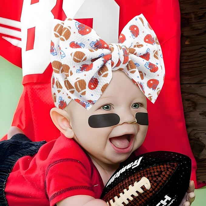 Football Baby Bow Headbands for Girls Super Bowl Infants Hair Accessories Newborn Infant Toddlers Baby Girl Football Outfit