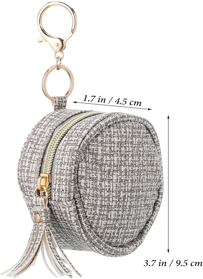 SHERCHPRY Holder Pouch with Clip Baby Case Round Zippered Pouch for Travel Outdoor Activities (Grey Plaid)