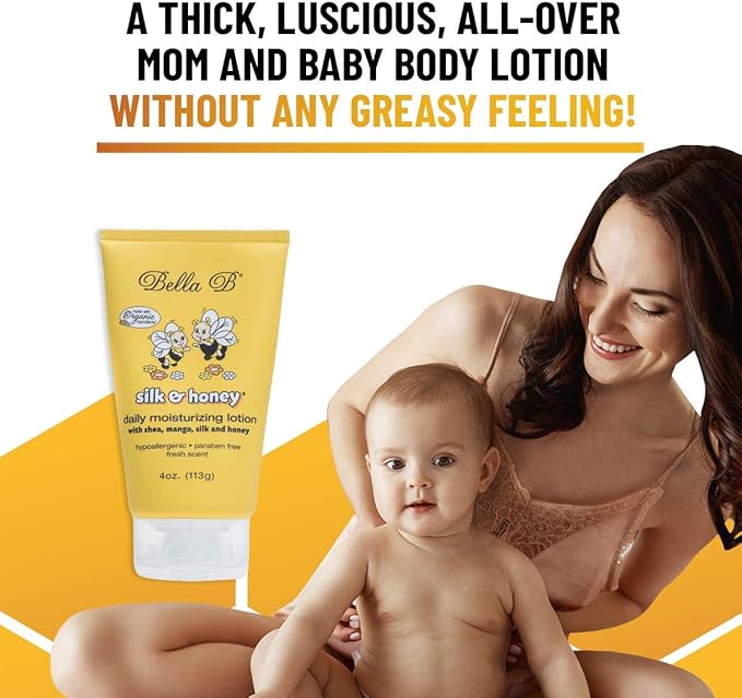 BELLA B Silk & Honey 4 oz - Baby Lotion - Baby Bella - Pregnancy Lotion - Belly Butter For Pregnancy - Pregnancy Cream - Baby Moisturizer - Baby Body Lotion - Moisturizing Lotion For Baby