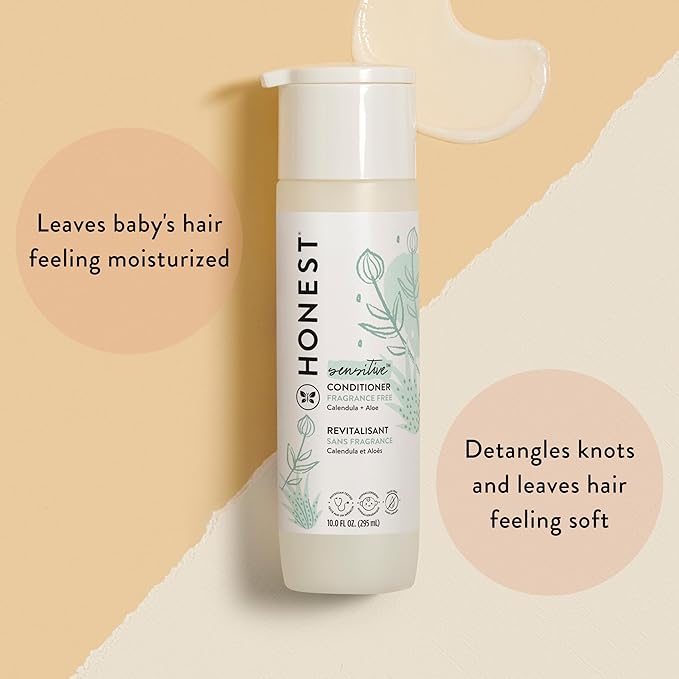 The Honest Company Fragrance Free Bundle for Sensitive Skin | 2-in-1 Cleansing Shampoo + Body Wash and Silicone Free Conditioner | Naturally Derived, Tear free, Hypoallergenic | 20 fl oz