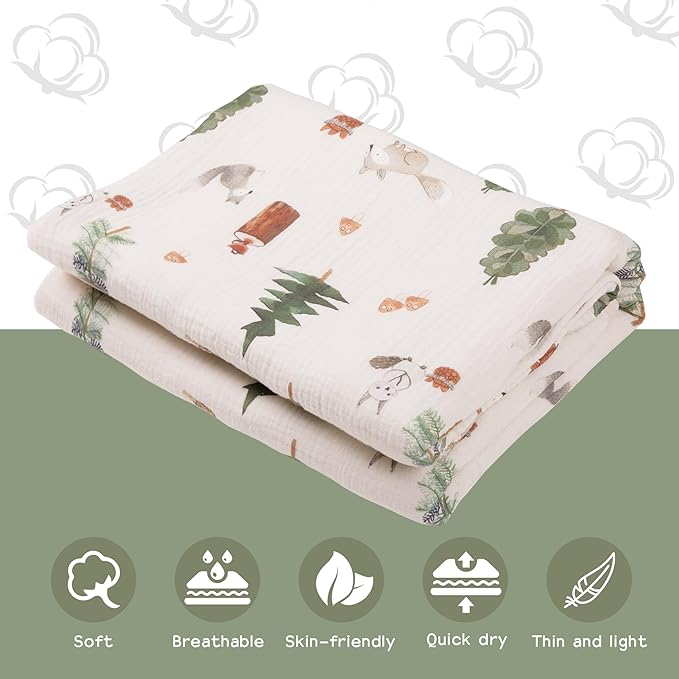 Toddler Bath Towel - Soft Muslin Baby Towel with Hood 25x51 Inches - Absorbent Hooded Bath Towel for Infant & Toddler 0-4 Years - Cute Animal Beach Towel (Forest Squirrel)