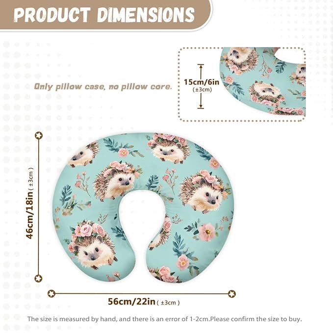 Mint Green Carseat Canopy Floral Hedgehogs Multi-use Breastfeeding Scarf Newborn Breastfeeding Pillow Slipcover Detachable Nursing Pillow Protective
