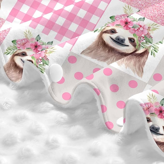 Pink Glitter Sloth Floral Car Seat Canopy Cover, Universal Fit for Infant Car Seats，Breathable,Multi-Use Nursing Cover, Gift Ready