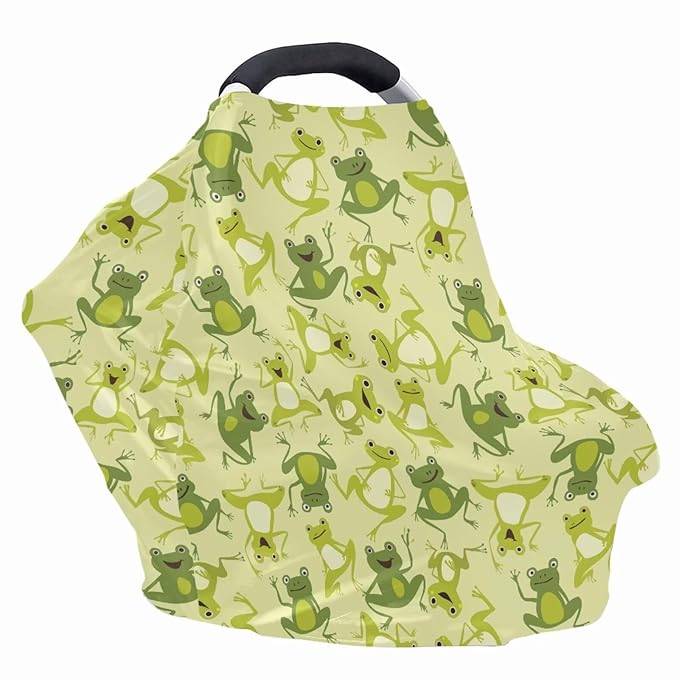 Binienty Funny Frogs Animal Print Infant Stroller Covers for Baby Boys Girls, Stretchy Multi-Use Breastfeeding Scarf for Women Carseat Canopy for High Chair/Shopping Cart/Stroller