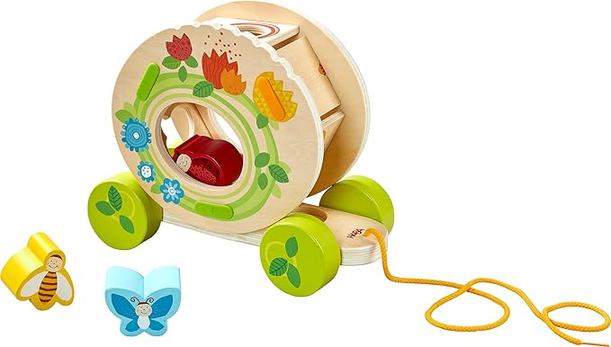 HABA Flower Meadow Pull Wooden Toy Pull Along Toy for Children from 1 Year