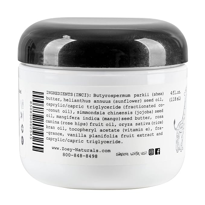 Absolutely Natural Zoey Naturals Vanilla Grapefruit Body Butter - Nourishing Shea Butter and Coconut Oil - Paraben Free Vegan, Made in USA - 3oz