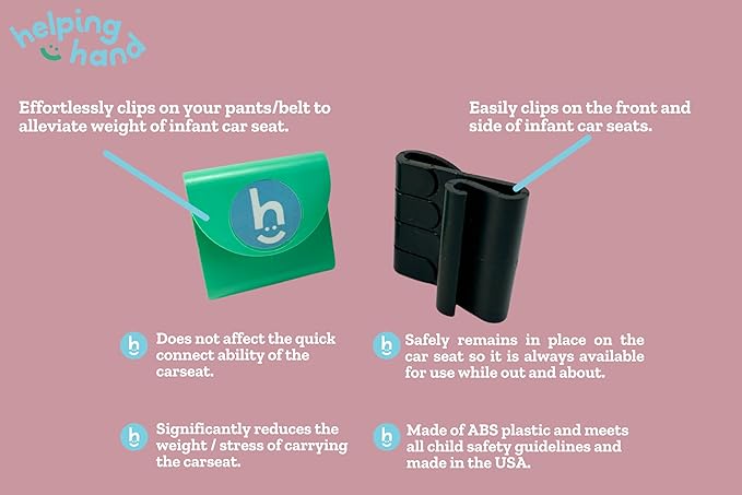 Helping Hand Car Seat Clip | Alleviates The Weight of Carrying an Infant Car Seat | Effortless Carseat Carry for On-the-Go Parents | Car Seat Accessories