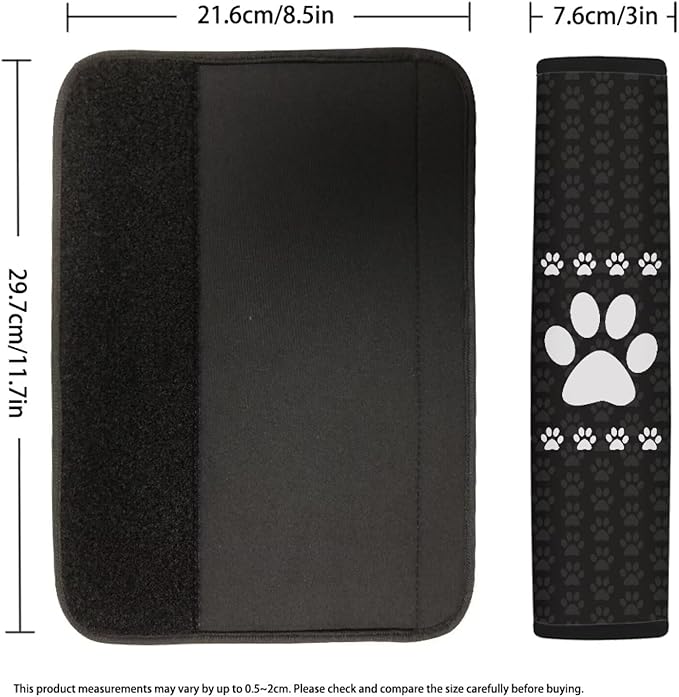 AFPANQZ Dog Paw Print Car Seat Belt Cover Cushion Universal Fit Two-Packs Boho Automotive Seat Belt Pillow for Kids Shoulder Straps Pads Covers Universal Fit for Truck Vans Sedans SUVs