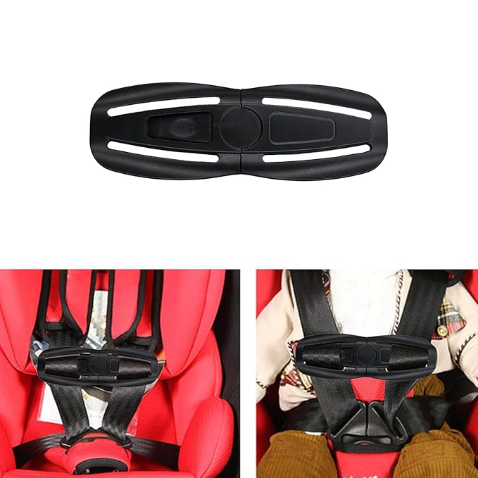 2 Pcs Seat Chest Harness Clip Seat Buckle Lock Stroller Chest Clip Universal Replacement for Baby and Kids Trend,Adjustable Guard (Black)